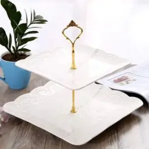 Varillas porta cupcakes 2 niveles dorado